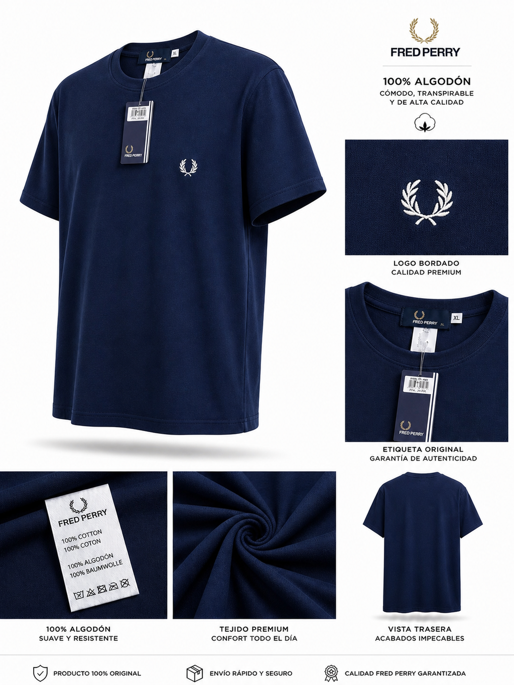 Camiseta Fred Perry Azul Marino