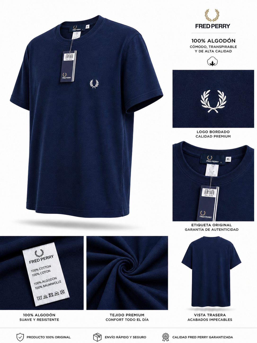 Camiseta Fred Perry Azul Marino