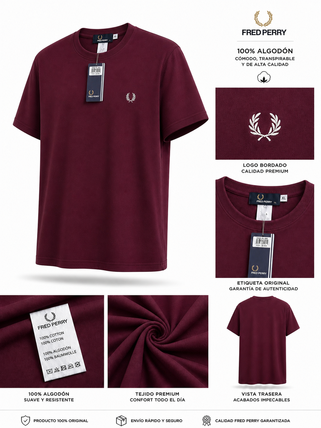 Camiseta Fred Perry Granate Premium