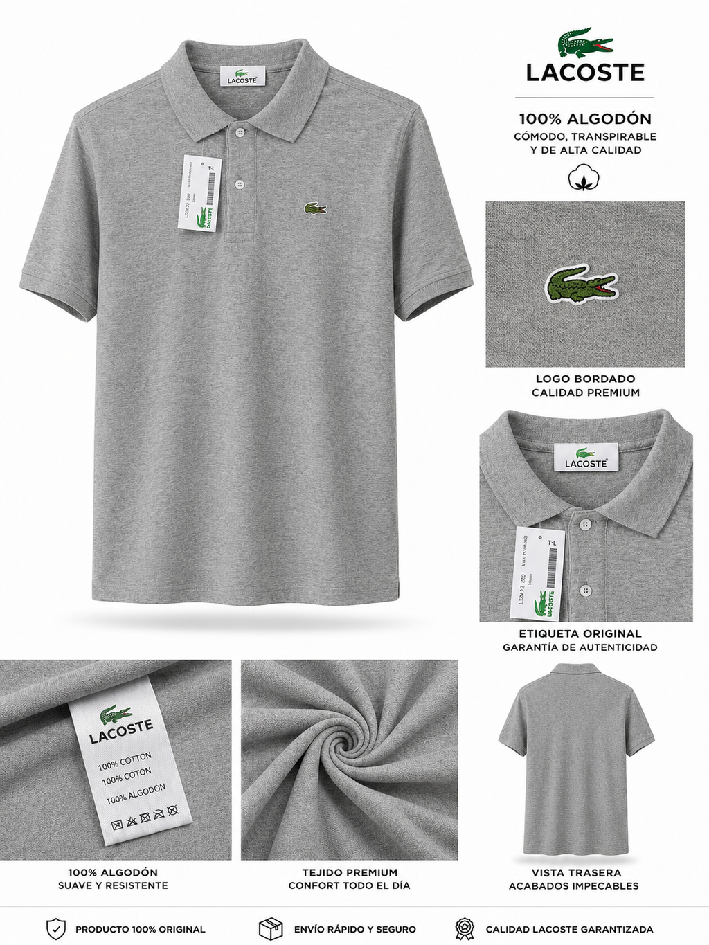 Polo Lacoste Gris